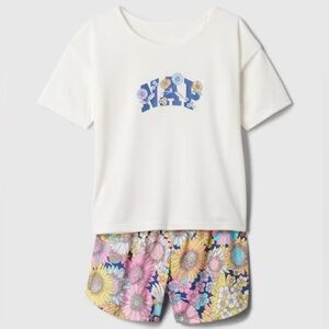 Gap Factory Kids 100% Recycled PJ Set w/ Floral "NAP" logo - Sz 10 NWT